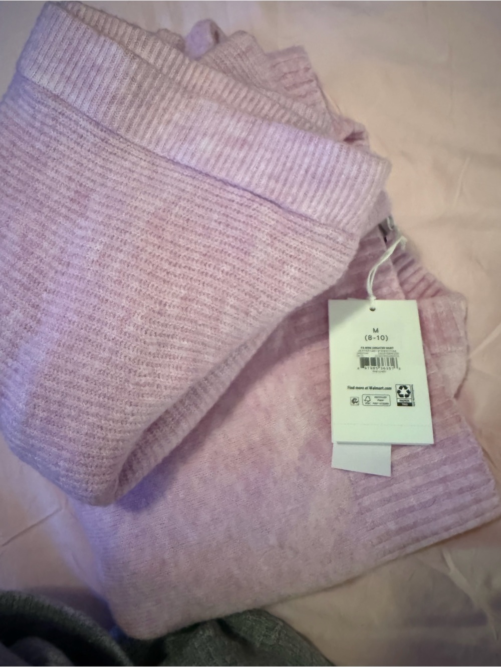 Light Pink Women's Knit Skirt Set - Cozy Two-Piece Outfit - Picture 7 of 7